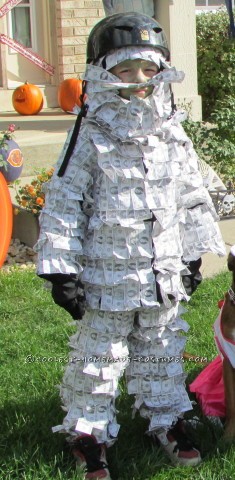 Cool Homemade Geico Money Man Halloween Costume for a Child