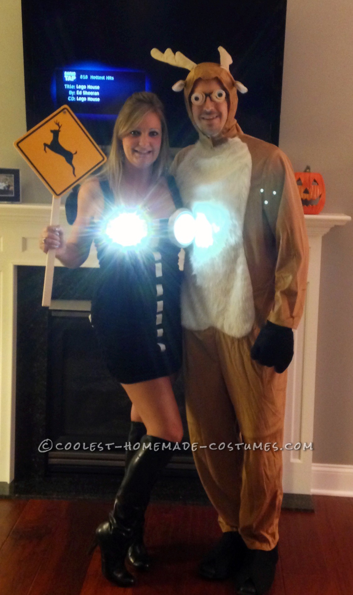 Cool Homemade Couple Costume Idea: Deer in Headlights