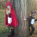 Cool DIY Couple Costume for Brother and Sister: Little Red Riding Hood and the Big Bad Wolf