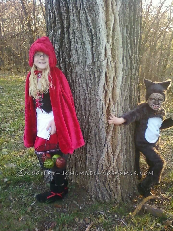 Cool DIY Couple Costume for Brother and Sister: Little Red Riding Hood and the Big Bad Wolf