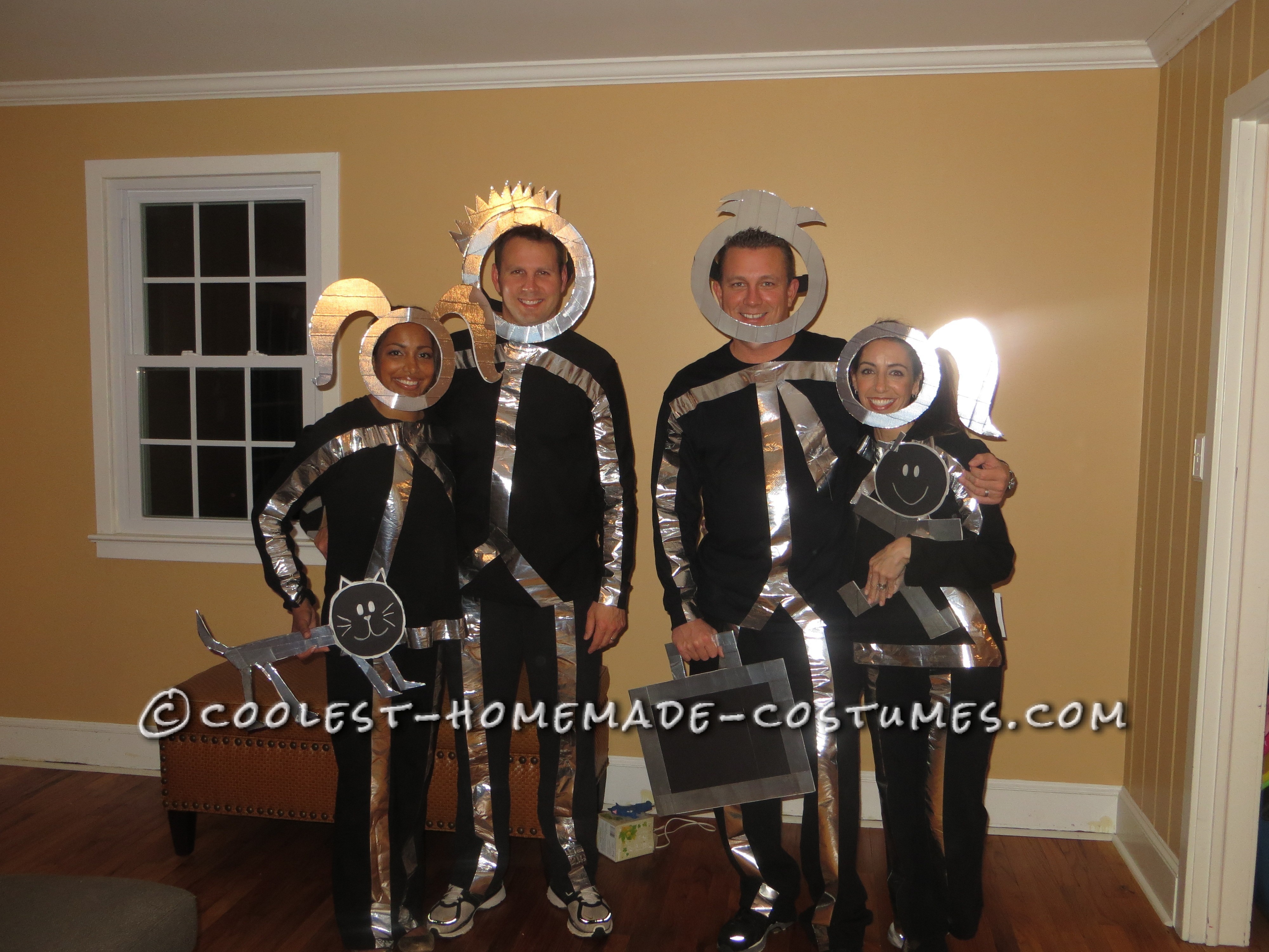 Easy and Original Group Costume Idea: Minivan Stick Figure Family Costume