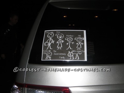 Easy and Original Group Costume Idea: Minivan Stick Figure Family Costume