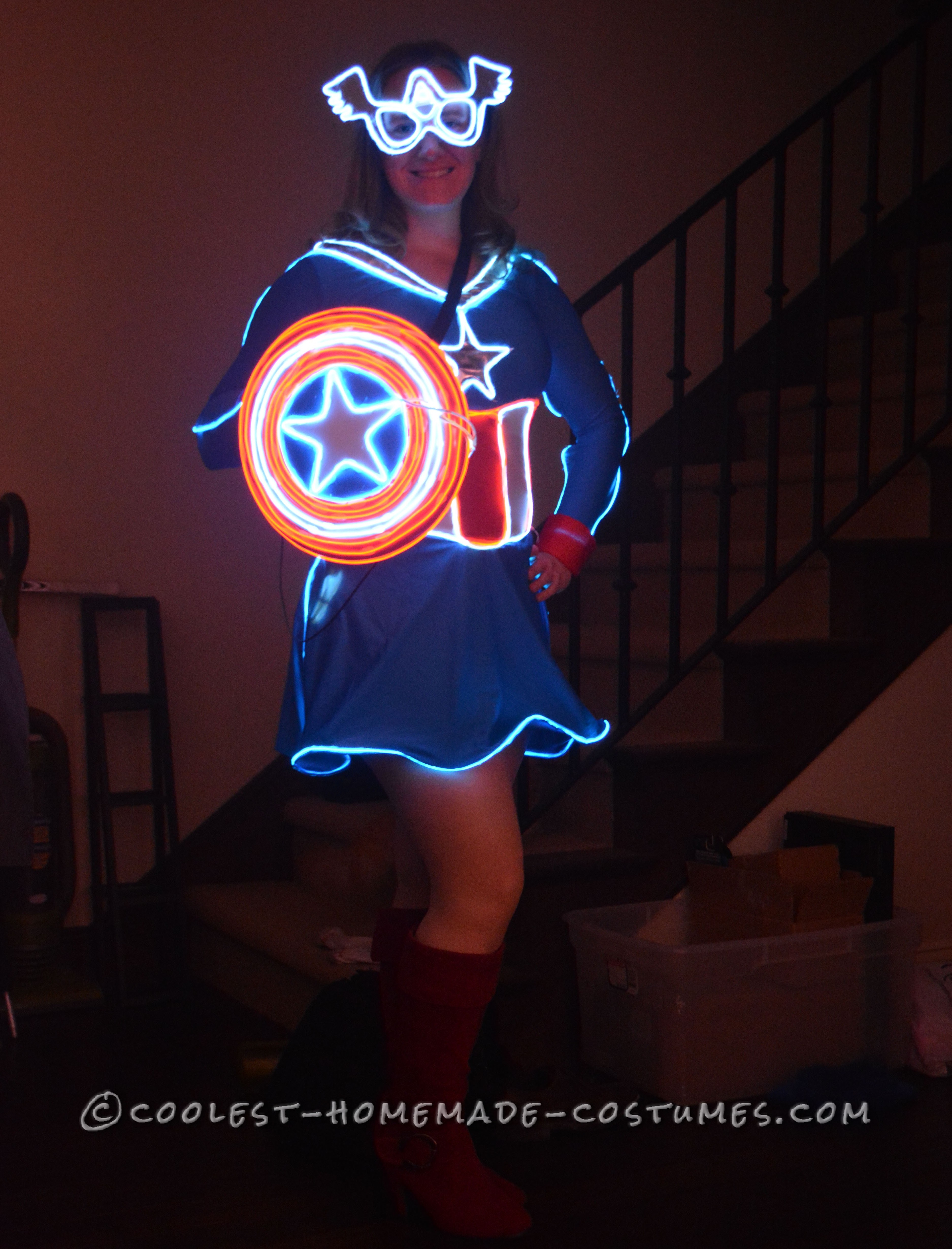 Glowing Mrs. Captain America Costume - Light of the Party!