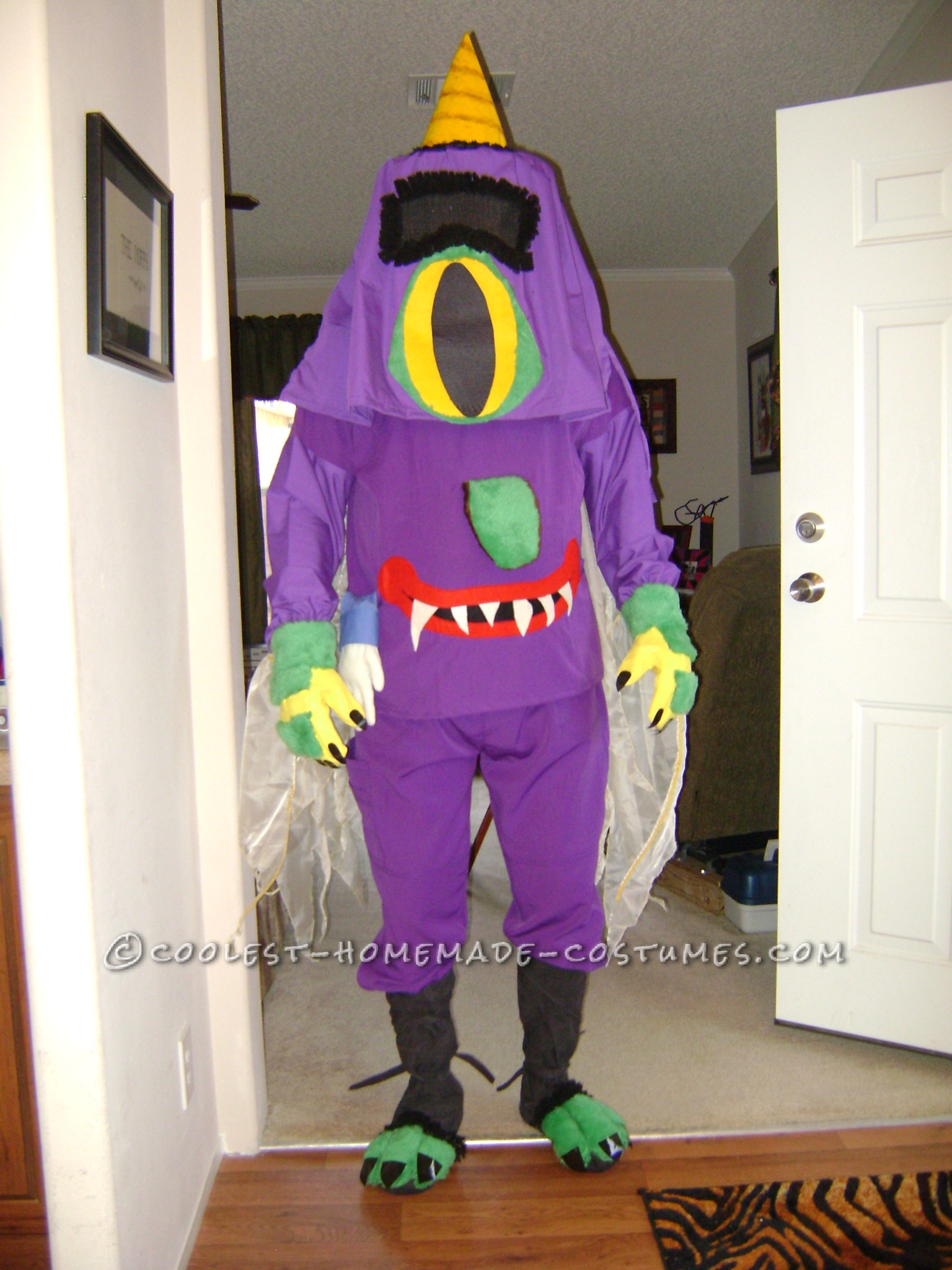 Funny DIY Halloween Costume Idea: Nightmarish Purple People Eater on the Prowl