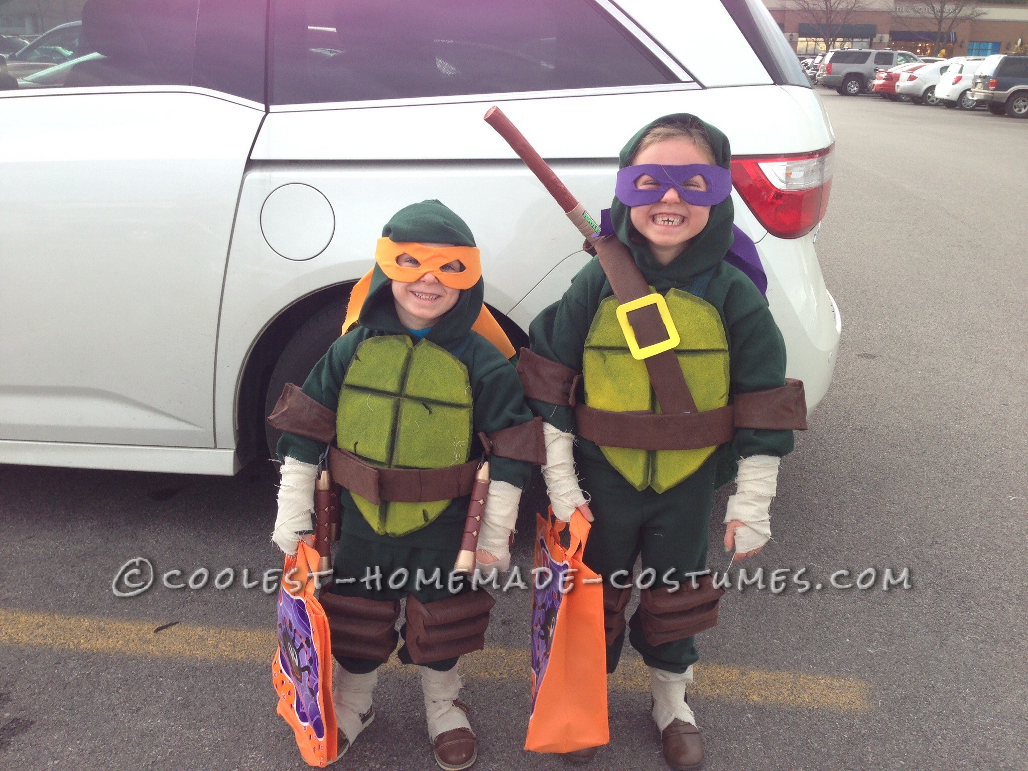 Cool Homemade Ninja Turtles Costumes for Two Children