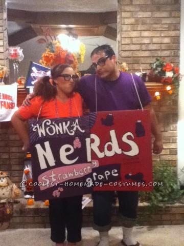 Cool DIY Couple Costume: Willy Wonka Nerds Candy Couple