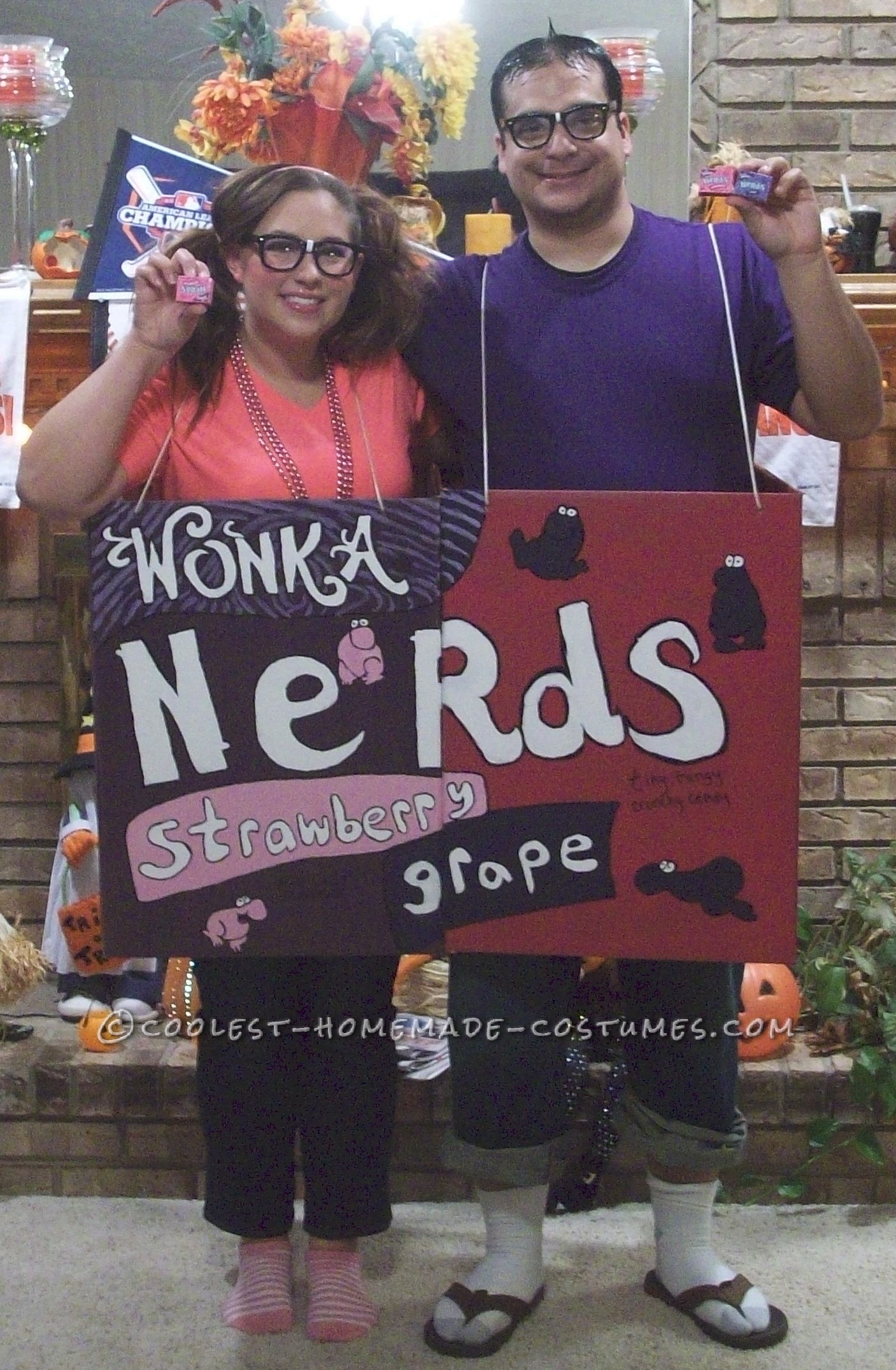 Cool DIY Couple Costume: Willy Wonka Nerds Candy Couple