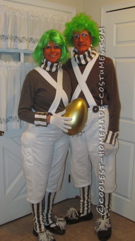 Cool Homemade Oompa Loompa Couple Costume