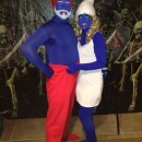 Easy Papa Smurf and Smurfette Halloween Couple Costume