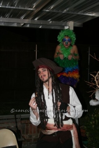 Fun Homemade Pirate and Parrot Couple Costume