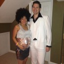 Cool Homemade Pregnancy Costume for a Couple: Saturday Night Fever and the Morning After Disco Ball Belly