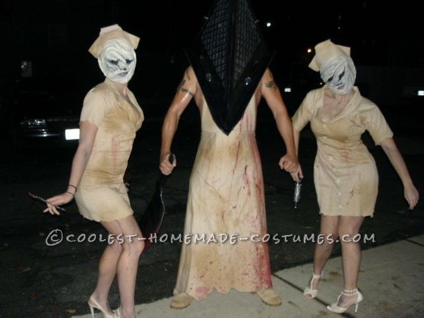 Creepy Homemade Group Costume: Silent Hill Nurses and Pyramid Head