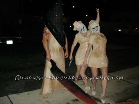Creepy Homemade Group Costume: Silent Hill Nurses and Pyramid Head