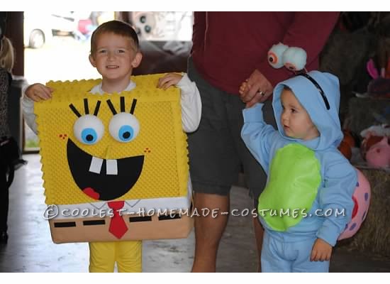 Cool Homemade SpongeBob and Gary to the Rescue Child Couple Costume