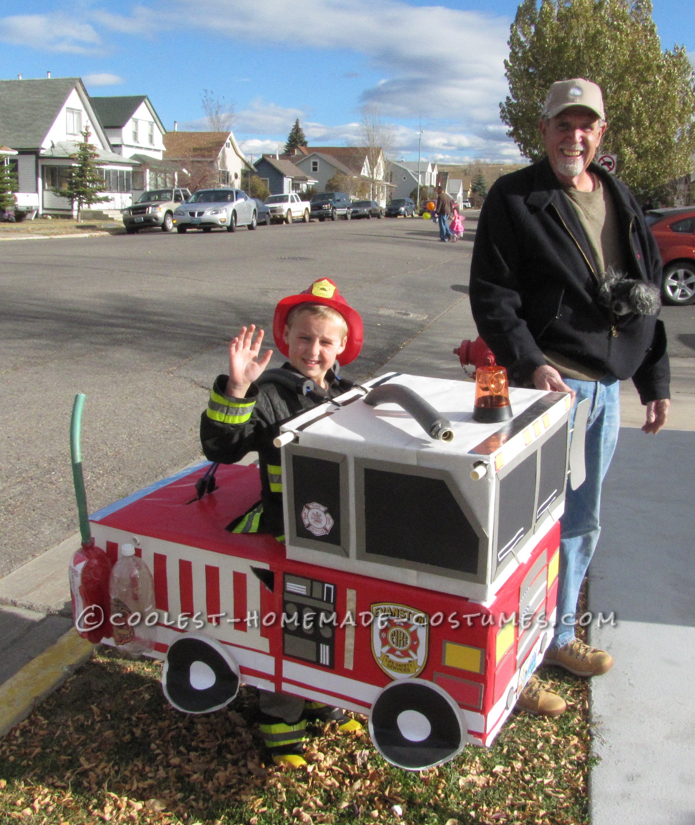 Cutest Homemade Firetruck Halloween Costume