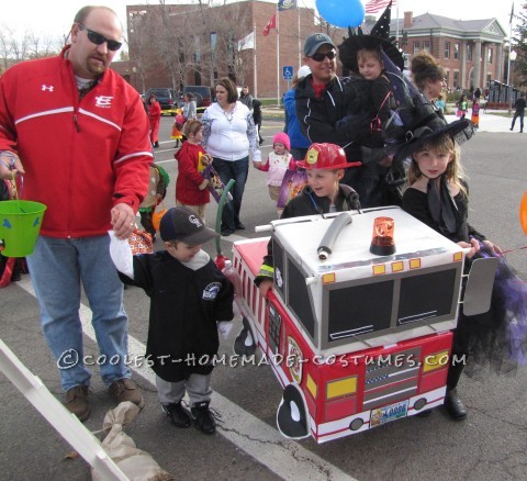 Cutest Homemade Firetruck Halloween Costume