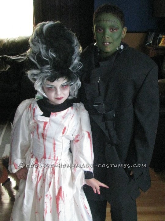 Cool DIY Couple Costume for Children: Frankenstein and Bride of Frankenstein