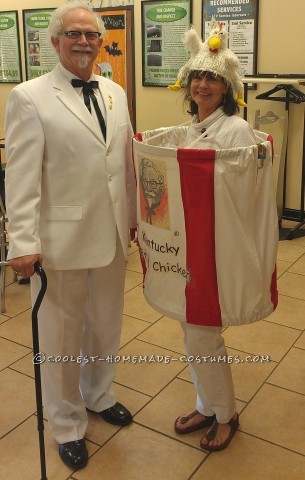 The Colonel and his Bucket of Chicken Homemade Halloween Couple Costume