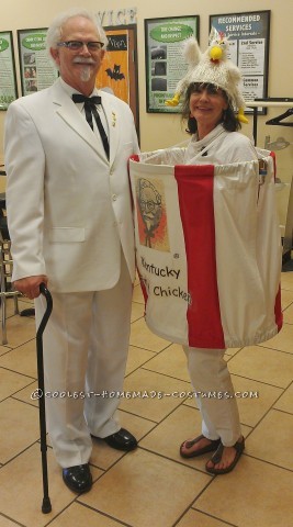 The Colonel and his Bucket of Chicken Homemade Halloween Couple Costume