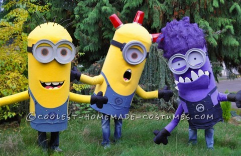 Awesome Homemade Trio of Despicable Me Minions Group Costume