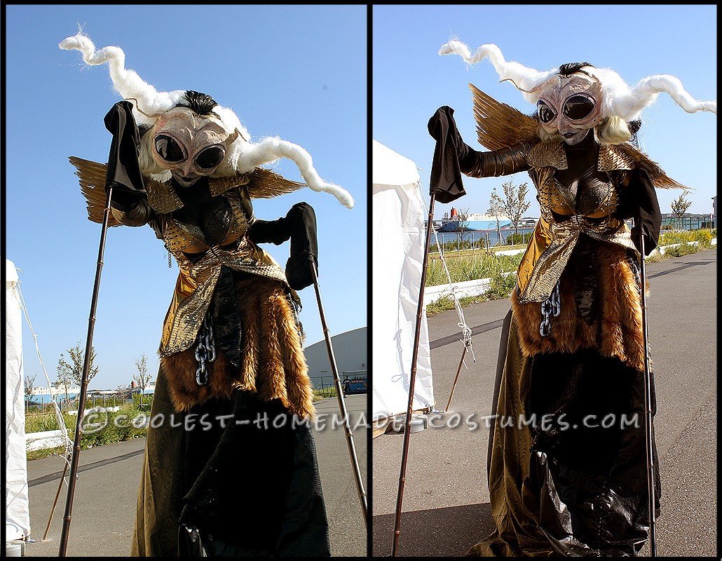 Freaky Bug-Like Costume On Stilts