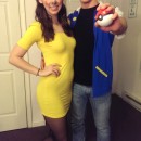 Cool Homemade Ash and Pikachu Couples Halloween Costume