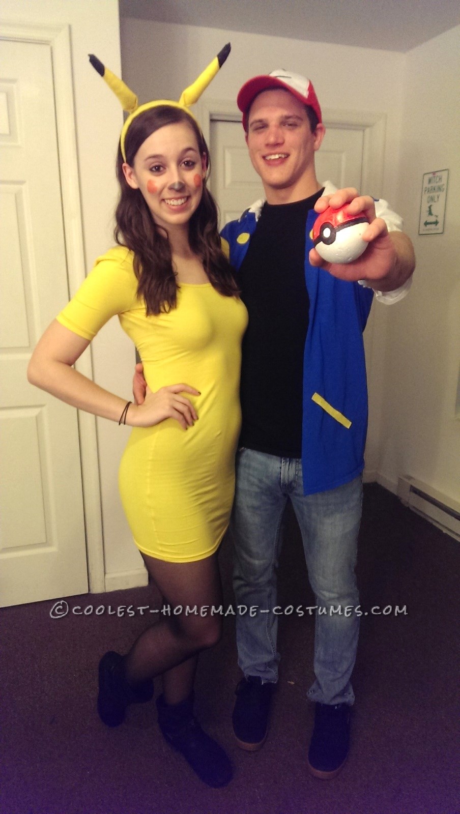 Cool Homemade Ash and Pikachu Couples Halloween Costume