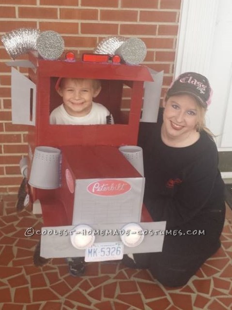 Coolest Homemade Peterbilt Truck Halloween Costume for a Toddler