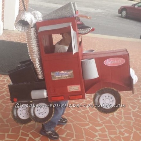 Coolest Homemade Peterbilt Truck Halloween Costume for a Toddler