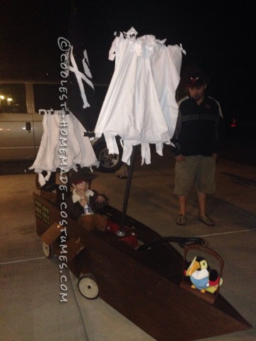 Pirate Boy in his Wagon Pirate Ship Costume