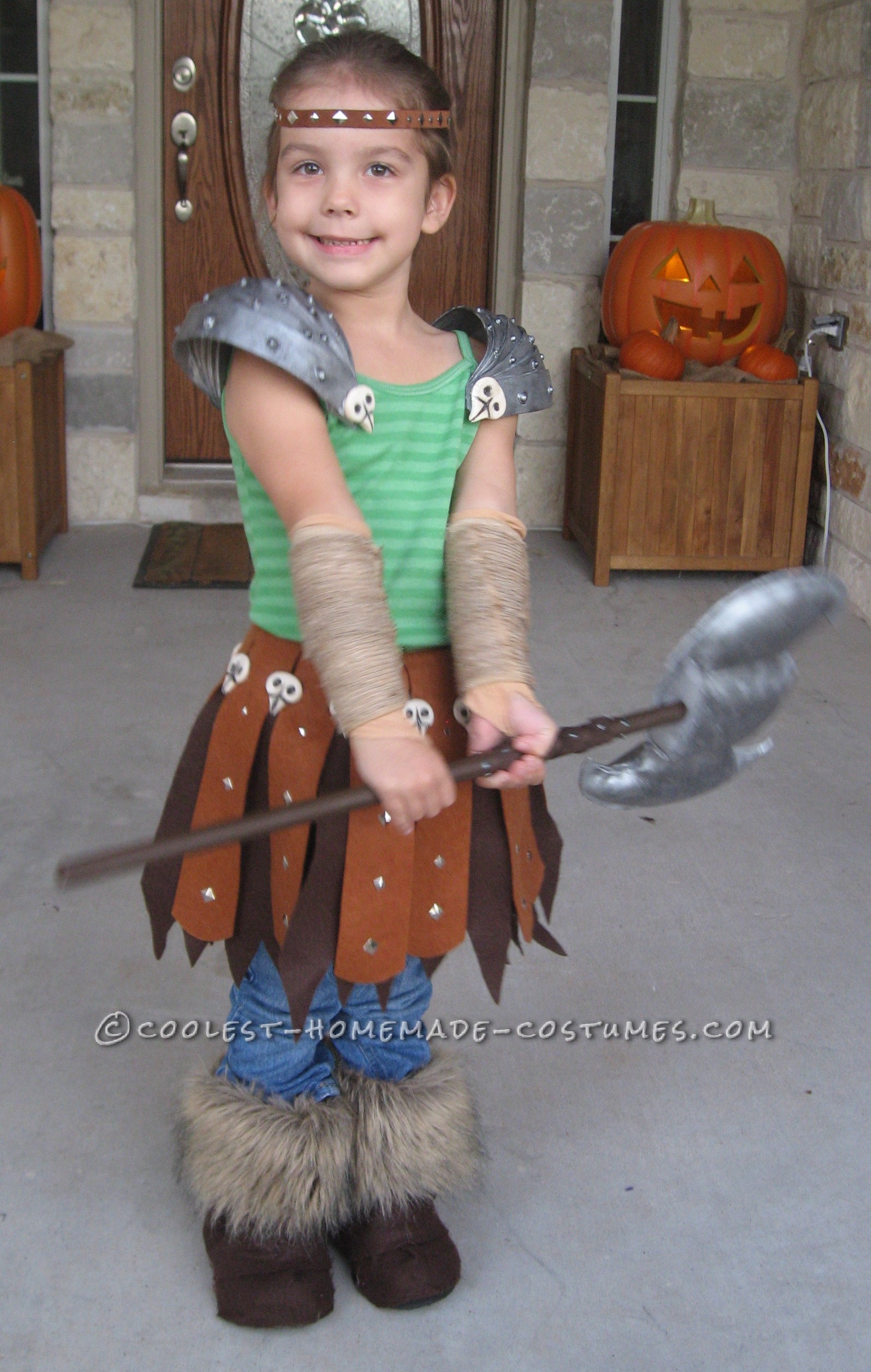 Astrid: Viking Dragon Warrior Costume Homemade for Preschool Age