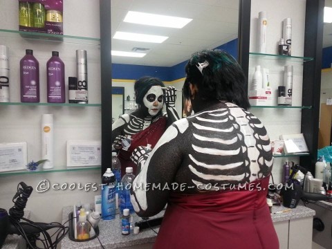 Awesome Body Paint Skeleton Bride Costume