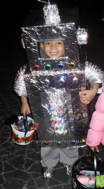 DIY Toddler Robot Costume with Blinking Lights