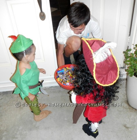 Cool Captain Hook and Peter Pan Twin Toddler Costumes and Daddy Mr. Smee