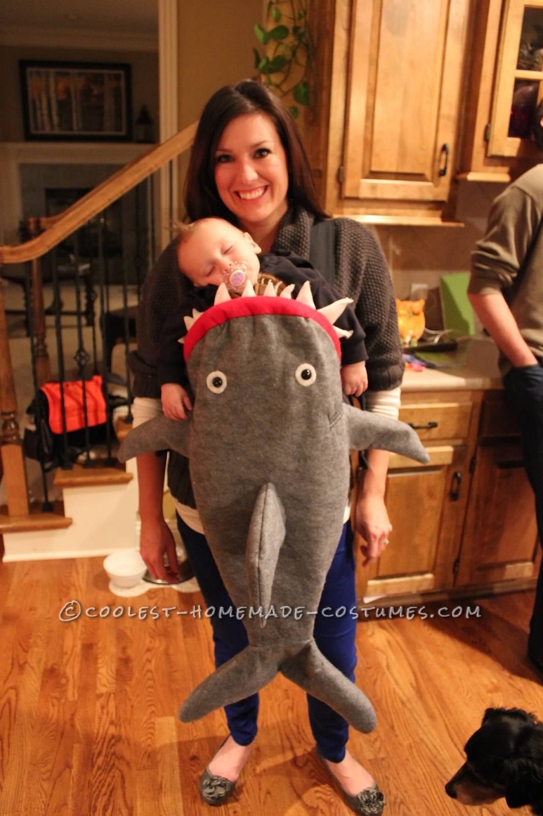 Coolest Baby Shark Attack Costume Using Baby Carrier