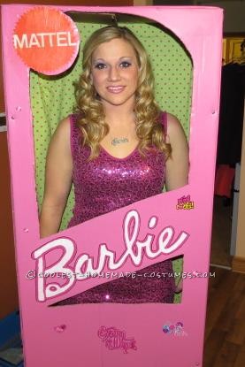 Pink and Sparkly Barbie in a Box Halloween Costume