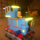 Cool Blue Box Thomas Costume on a Wagon and Candy-Collecting Smokestack