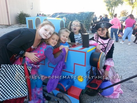 Cool Blue Box Thomas Costume on a Wagon and Candy-Collecting Smokestack