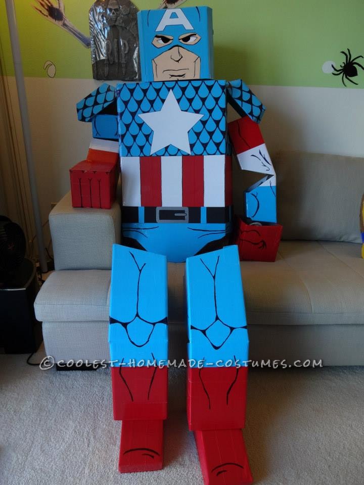 Cardboard and Duct Tape Captain America Halloween Costume