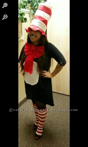 Woman's Cat in the Hat Costume with Pet Dogs Thing 1 Thing 2