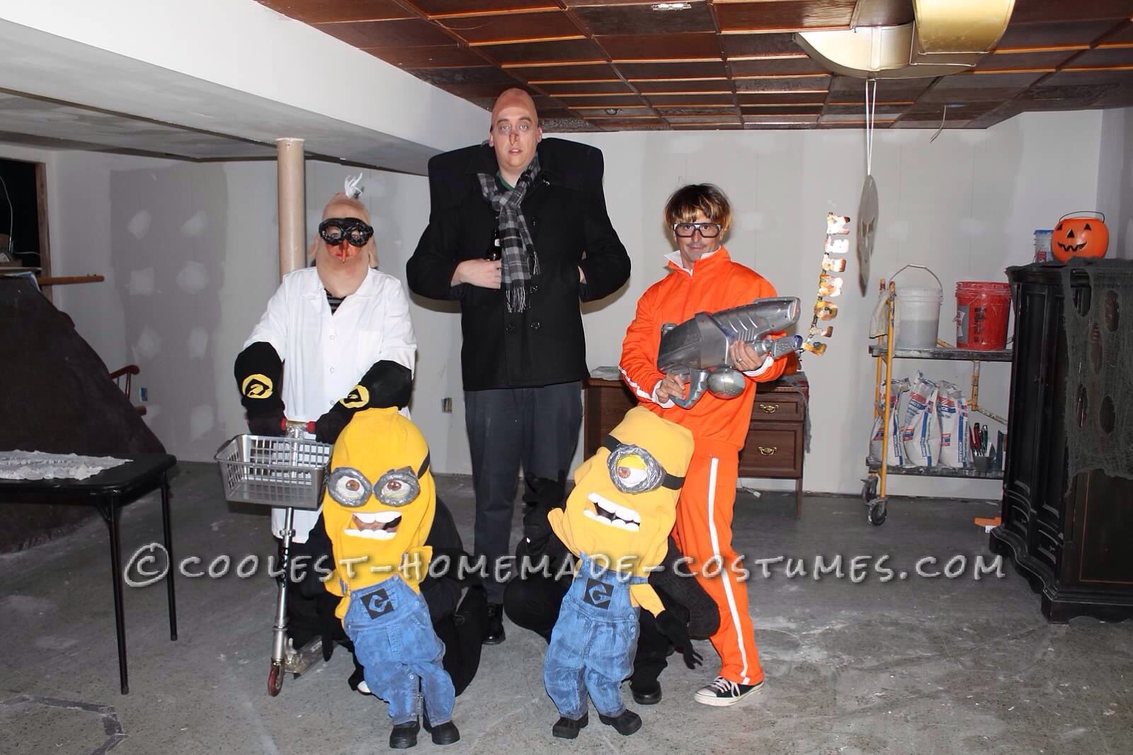 Cool Despicable Me Group Costume: Gru, Vector, Dr. Nefario and Minions