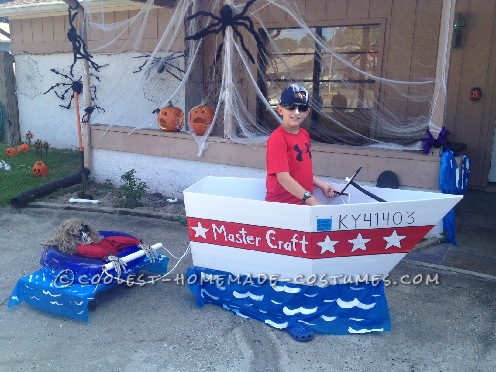 Frightened Inner Tuber Behind Bad Boat Driver Costume