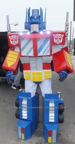 Awesome G1 Optimus Prime Costume from Recycled Materials