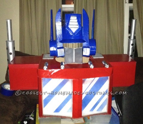 Awesome G1 Optimus Prime Costume from Recycled Materials