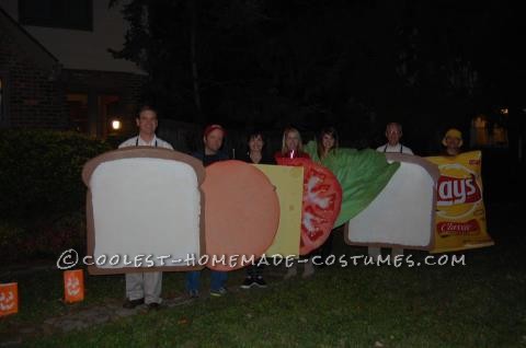 Giant Human Sandwich and Chips Group Halloween Costume