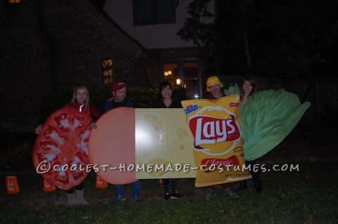 Giant Human Sandwich and Chips Group Halloween Costume