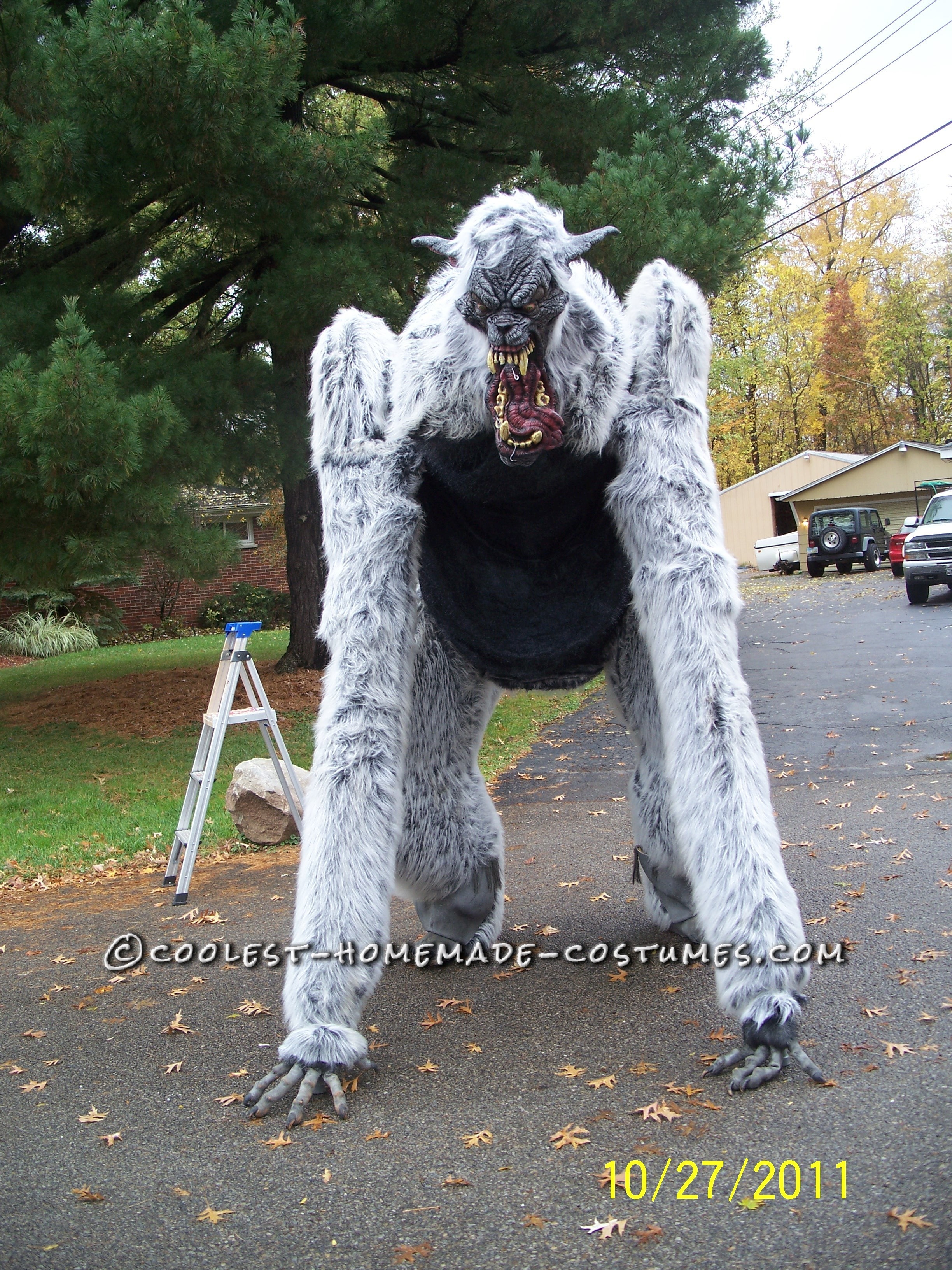 Giant Homemade Werewolf Costume on Stilts