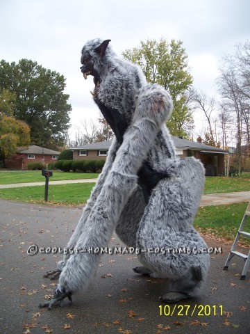 Giant Homemade Werewolf Costume on Stilts