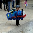 Cool DIY Gordon Train Costume for a Toddler Made with Throw-Away Items