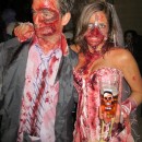 Head-Turning Zombie Couple Costume: Zipper Face Bride and Two Face Groom